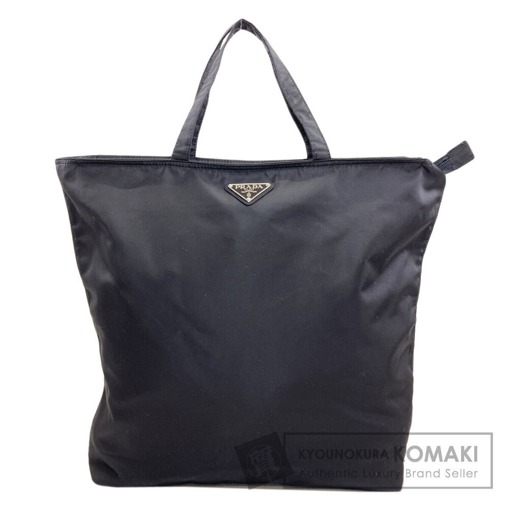Prada black Tessuto Business Tote Bag leather top handles